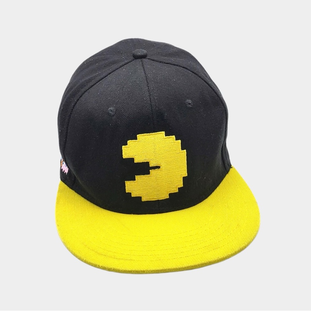Pacman Adjustable Snapback Hat Baseball Cap Yellow Black Red Authentic Mens